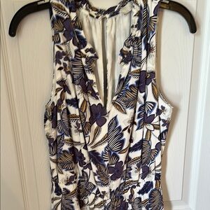 Loft Floral Sleeveless wide leg romper in purple and White